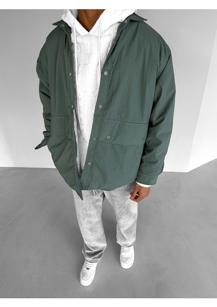 Oversize Cepli Ceket Yeşil