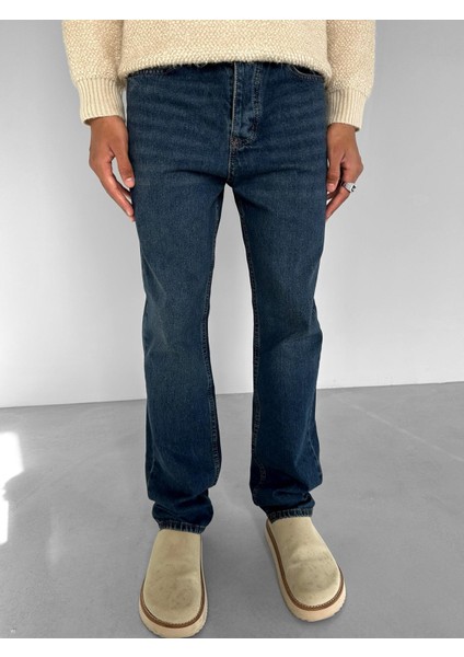 Erkek Baggy Fit Jean Pantolon Lacivert