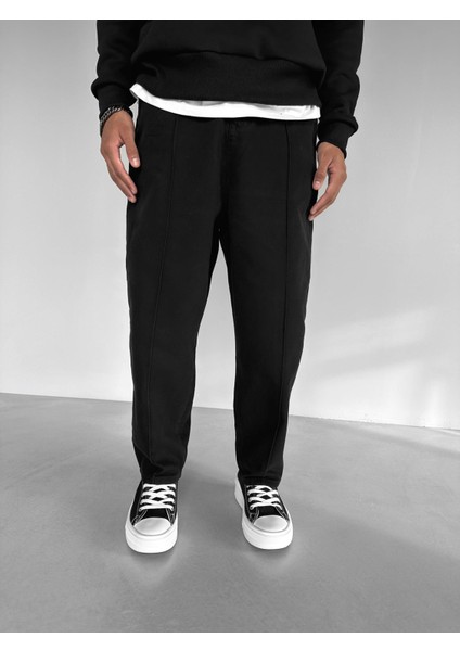 Boyfriend Beli Lastikli Pantolon Siyah