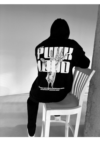 Abluka Online Oversize Punk Loud Kapüşonlu Sweatshirt Siyah