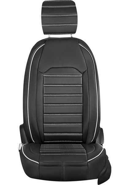 opel Corsa C Uyumlu Lüks Deri Oto Koltuk Kılıfı Ön Arka Takım Set Giydirme Model Siyah Beyaz Şhnlr