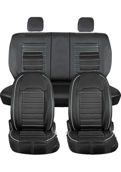 Fiat 500X Uyumlu Lüks Deri Oto Koltuk Kılıfı Ön Arka Takım Set Giydirme Model Siyah Beyaz Şhnlr