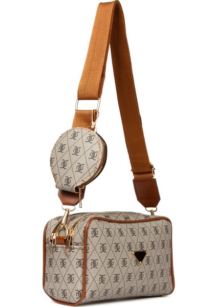 Kadın Desenli Omuz Çantası Cüzdan