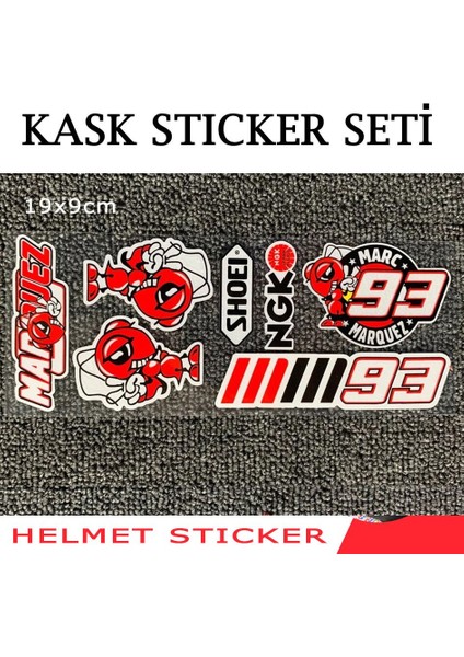 Motosiklet Kask Camı Sticker Seti Marc 93