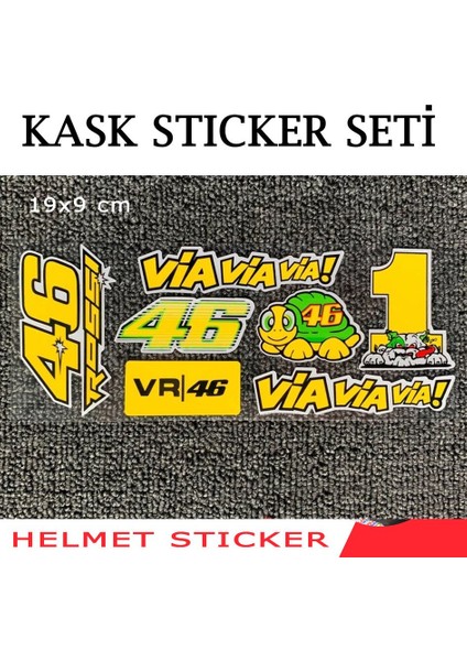 Motosiklet Kask Camı Sticker Seti Rossi 46