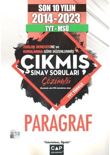 Çap Yayınları TYT MSÜ Paragraf Son 10 Yıl Çıkmış Sorular