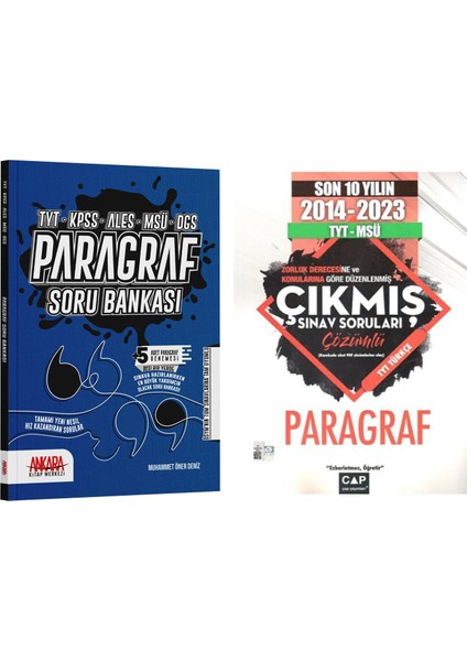 Paragraf Soru Bankası ve Çap Yayınları TYT Son 10 Yıl Çıkmış Sorular Seti 2 Kitap