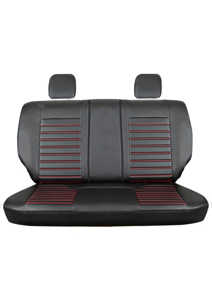 peugeot 407 Uyumlu Deri Oto Koltuk Kılıfı Ön-Arka 5li Set Original Seri Siyah-Kırmızı