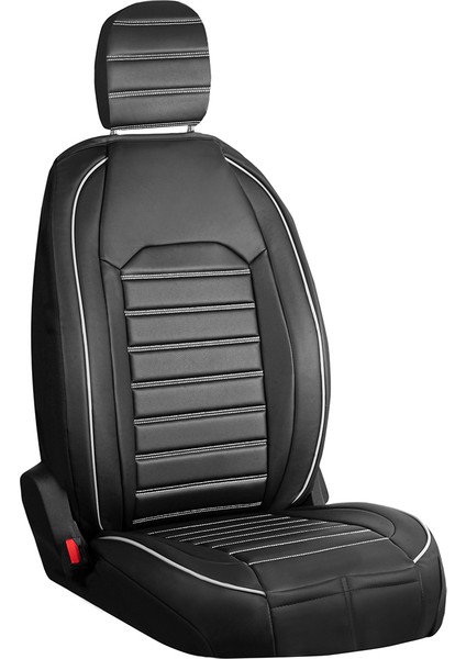renault Modus Uyumlu Deri Oto Koltuk Kılıfı Ön-Arka 5li Set Original Seri Siyah-Beyaz