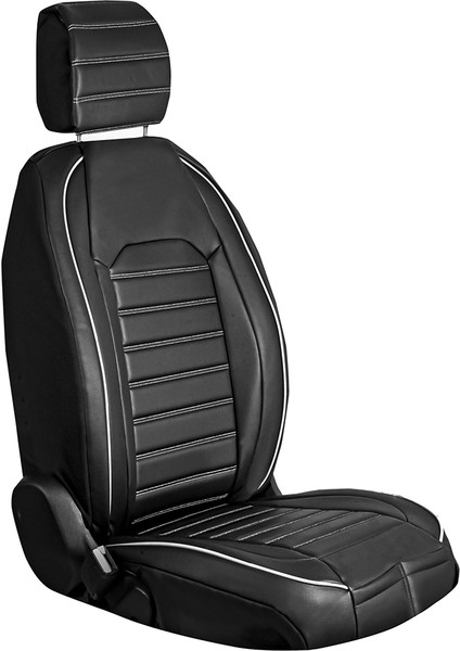 renault Modus Uyumlu Deri Oto Koltuk Kılıfı Ön-Arka 5li Set Original Seri Siyah-Beyaz