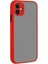Caseworld Apple iPhone 12 Kılıf Kılıf Kamera Korumalı Silikon Kenarlı Renkli Düğmeli Arkası Mat Arka Kapak - Kırmızı 1