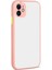 Caseworld Apple iPhone 12 Kılıf Kılıf Kamera Korumalı Silikon Kenarlı Renkli Düğmeli Arkası Mat Arka Kapak - Pudra 1