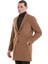 Camel Slim Fit Düz Mono Yaka Yünlü Kaşe Palto 4