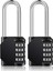 Uzun Kelepçe Asma Kilit, 4 Haneli Şifreli Kilit, Okul, Spor Salonu, Çalışan Dolabı, Dış Mekan, Çit Için Sıfırlanabilir Hava Koşullarına Dayanıklı Combo Kilit (Siyah, 2 Paket) (Yurt Dışından) 2