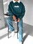 Oversize Polo Yaka Sweatshirt Yeşil 2