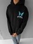 Abluka Online Oversize Butterfly Baskılı Hoodie Siyah 2