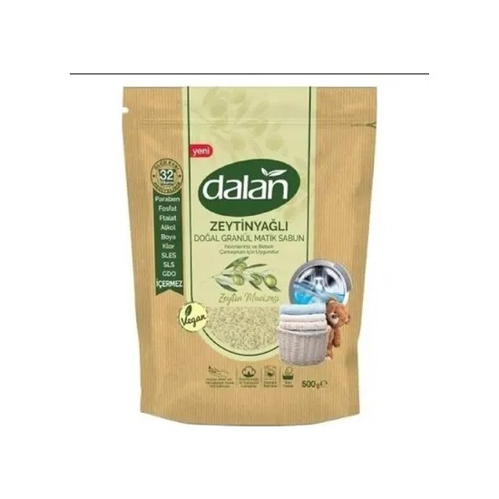 Dalan Doğal Granül Sabun Zeytinyağlı 1000 Gram 25 Yıkama Vegan Koku ile Bebekler İçin