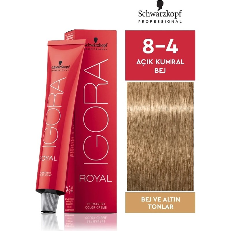Schwarzkopf Igora Royal Saç Boyası 8-4 Açık Kumral Bej 60 ml Amonyaklı Krem Formu ile Kalıcı Etki