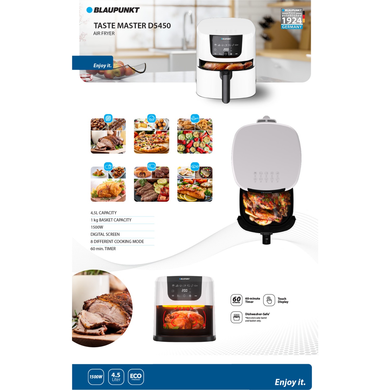 Blaupunkt D5450 Taste Master Air Fryer Fritoz Beyaz Fiyatı