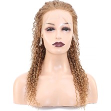 Peruk Market Afro Dalga Front Lace Gerçek Tül Peruk - Sıcak Karamel - 60-65CM