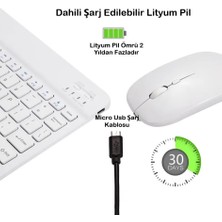 Duhalıne Tablet Telefon Uyumlu Taşınabilir Şarj Edilebilir Kablosuz Bluetooth Türkçe Q Klavye ve Mouse Seti