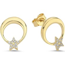 Altın Ay Yıldız Küpe