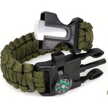 Artual Paracord Pusulalı Survival Hayatta Kalma Kamp Bilekliği Düdüklü Ateş Başlatıcı Outdoor Aksesuar Gaddarın Bilekliği (Çağatay Ulusoyun bilekliği) Paracord İpli Hayatta Kalma Bilekliği Haki