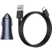 Baseus 40W Araç Şarj Çakmaklık Çift USB  ve 1mt Type-C Kablo Set Araç Şarj Başlık Seti 12V-24V Şarj