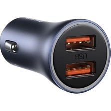 Baseus 40W Araç Şarj Çakmaklık Çift USB  ve 1mt Type-C Kablo Set Araç Şarj Başlık Seti 12V-24V Şarj