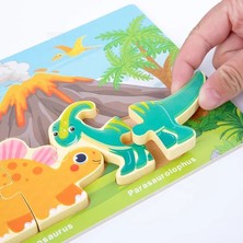 Dinozorlar Temalı 3D Ahşap Çocuk Puzzle