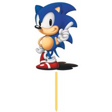 Atölye7 Tasarım Sonic 20 Adet Özel Kesim Hazır Pasta Kürdanı Üstü Süsü Hd Tek Taraf Kalın
