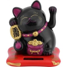 Htun Delaman Maneki Neko Güneş Enerjili Şanslı Kedi Sallayarak Kol, Fortune Cat (Siyah) (Yurt Dışından)