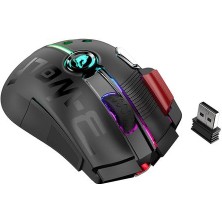 Htun Ergonomik 2.4 Ghz Kablosuz Oyun Fare Bilgisayar Fareler Gamer Laptop Optik Fare Profesyonel Gamer 12000DPI 1000HZMICE (Siyah) (Yurt Dışından)