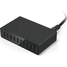 Htun Siyah 50 W Çok-Usb Şarj Istasyonu Hızlı Şarj Için 10-Port Şarj 5V10A Hızlı Çok Portlu Şarj Istasyonu Cep Telefonu Fiş (Yurt Dışından)