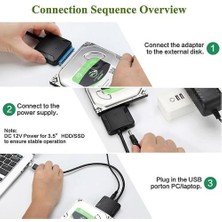 Htun USB 3.0 - Sata 3 Kablo Sata USB Adaptör Dönüştürme Kabloları Destek 2.5/3,5 Inç Harici SSD HDD Adaptör Sabit Sürücü (Yurt Dışından)