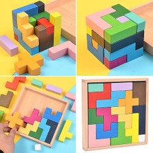 Htun Çocuk Oyuncakları, Yeni Yürümeye Başlayan Çocuklar Için Ahşap Tetris Yapboz Tangram, Renkli Blok Oyunu, Eğitici Oyuncaklar (3d) (Yurt Dışından)