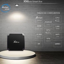 Htun X96 Mini Iptv Multimedya Akışı Android 9.0 Kutu / 4K Ultra Hd Wifi Tv Kutusu Amlogic S905W Dört Çekirdekli Yonga Seti, 64 2gb / 16GB, Wifi, 4K Hd, H.265, Corteks A53. (Siyah) (Yurt Dışından)