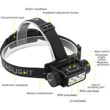 Htun B39 Xm L2 + 2 * Xp G2 LED Far MAX.5000LM Su Geçirmez Güçlü Far Tipi C Şarj Edilebilir 21700 Kafdalık Kafası Kafası | Farlar (Yurt Dışından)