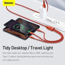 Htun Turuncu 3-In-1 USB Tipi C Veri Kablosu Xiaomi Samsung 5A Hızlı Şarj Veri Kablosu iPhone 11 Pro Için Cep Telefonu Şarj Mikro USB C Kablosu (Yurt Dışından)