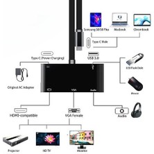 Htun Tip C A 4 K HDMI Uyumlu VGA USB 3.0 C Aux Adaptörü MacBook Samsung S9 Dex Yüzey Pro Xiaomi 10 Tv Projektör Ps5 | (Yurt Dışından)