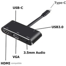 Htun Tip C A 4 K HDMI Uyumlu VGA USB 3.0 C Aux Adaptörü MacBook Samsung S9 Dex Yüzey Pro Xiaomi 10 Tv Projektör Ps5 | (Yurt Dışından)