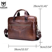 Htun Bullcaptain% 100 Deri Erkekler Business Vintage Dizüstü Çantası Evrak Çantası Çanta Seyahat Omuz Çantası Messenger Çantası (Kahverengi) (Yurt Dışından)