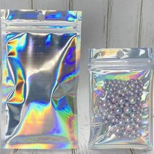 Htun (8X13 cm A) 100 Adet 4 Boyutları Düz Kozmetik Çantası Bir Yan Temizle Holografik Mini Alüminyum Folyo Zip Kilit Çanta Kalın (Yurt Dışından)