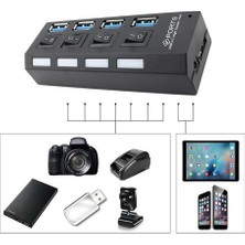 Htun Yeni USB Hub Yüksek Hızlı USB Hub 3.0 Ayrı Dört Bağlantı Noktaları ile Kompakt Hafif Güç Adaptörü Hub Güç Kaynağı (Yurt Dışından)