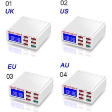 Htun LCD Ekran 6-Portlu Masaüstü ile Beyaz USB Şarj Cep Telefonu Şarj Akıllı Hızlı Şarj Smartphone Tablet (Yurt Dışından)