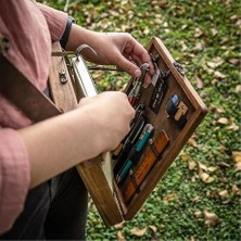 Htun Yazarlar Messenger Retro Ahşap Kutu Sanatçı Alet Saklama Kutusu Crossbody Postacı Çantası Çok Fonksiyonlu (Yurt Dışından)