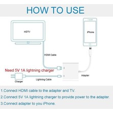 Htun Lightning - HDMI Dijital Av Adaptörü, Şarj Bağlantı Noktalı 1080P (Yurt Dışından)