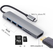 Htun Gri Tip C A C A To HDMI 4K USB C 3.0 Sd Tf Kart Okuyucu Adaptörü MacBook Samsung Dex Xiaomi 10 Projektör Tv Monitörü | (Yurt Dışından)