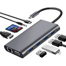 Htun Tip-C Bağlantı Istasyonu 11 Bir Arada HDMI Ağ Kartı ile Hepsi Bir Arada Dönüştürücü Macbook Için USB Hub Yerleştirme Istasyonu (Yurt Dışından)