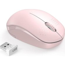 Htun Kablosuz Fare, USB Alıcı Taşınabilir Bilgisayar Fareler ile 2.4g Gürültüsüz Fare (Pembe) (Yurt Dışından)